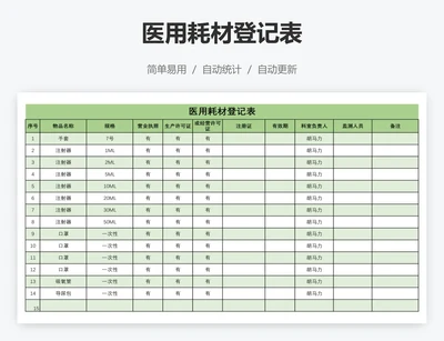 医用耗材登记表