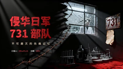 黑红色复古风731部队介绍PPT模板