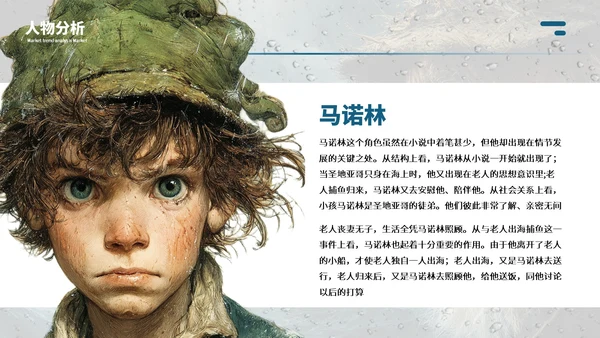 蓝色商务风【老人与海】读书分享ppt模板