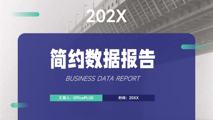 蓝色双色个性数据报告PPT模板