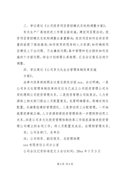 公司会议记录标准范文.docx