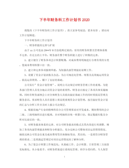 精编之下半年财务科工作计划书.docx