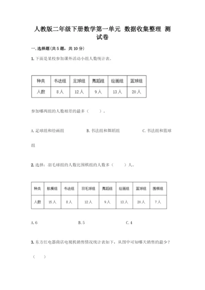 人教版二年级下册数学第一单元-数据收集整理-测试卷附答案(综合题).docx