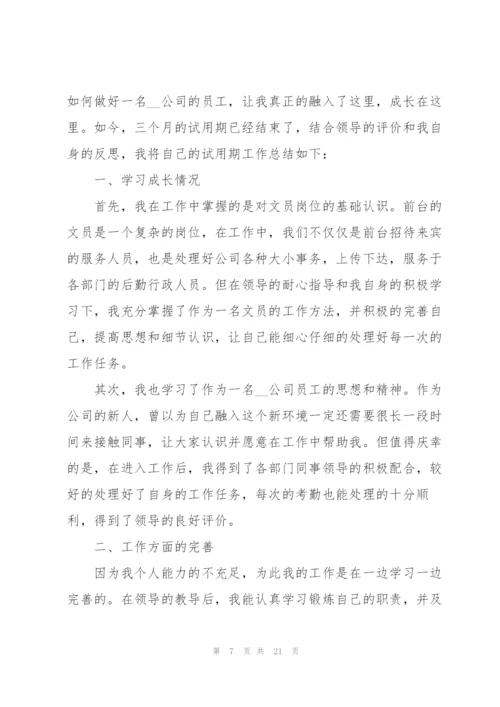 文员转正工作总结汇报（10篇）.docx