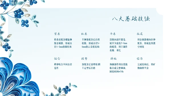 蓝色国风简约衍纸PPT模板
