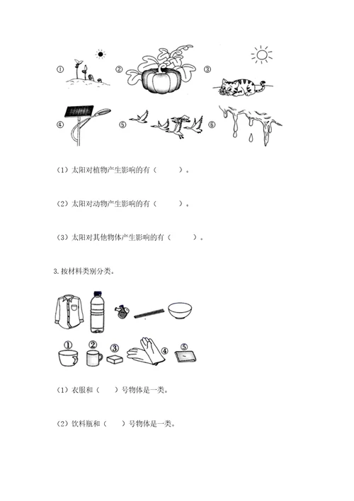 教科版二年级上册科学期末测试卷（b卷）