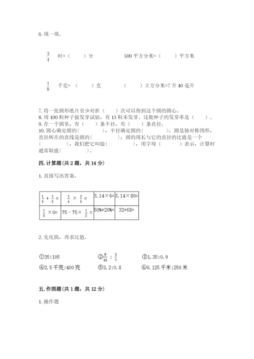 人教版六年级上册数学期末测试卷带答案（轻巧夺冠）.docx