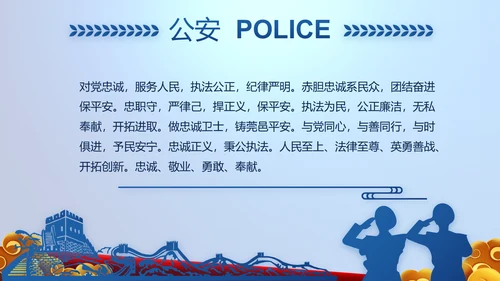 蓝色大气警察公安风采展示动态PPT模板