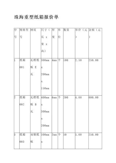 珠海重型纸箱报价单