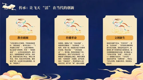 蓝金色古风敦煌飞天文化介绍PPT模板