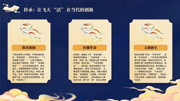 蓝金色古风敦煌飞天文化介绍PPT模板