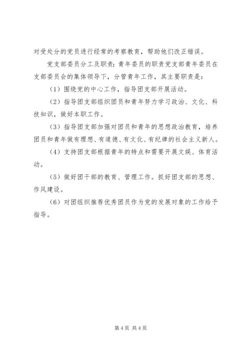 五个支委分工及职责.docx