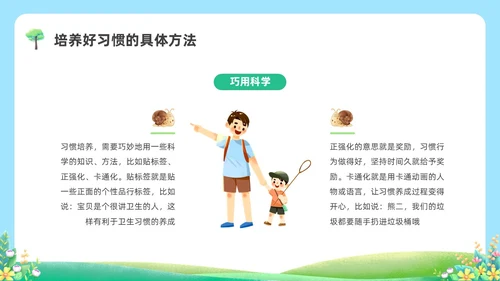 蓝绿色水彩清新坏习惯好习惯科普培训PPT