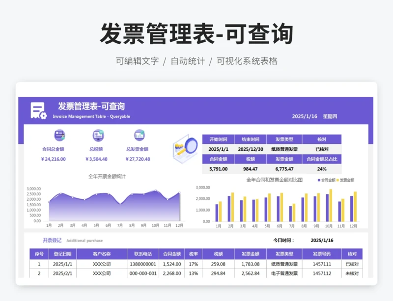 发票管理表-可查询