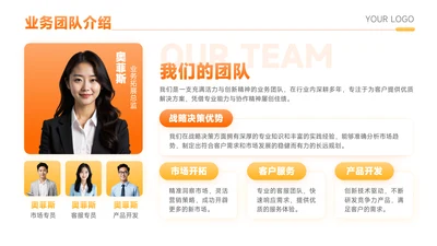 橙色商务风人员介绍