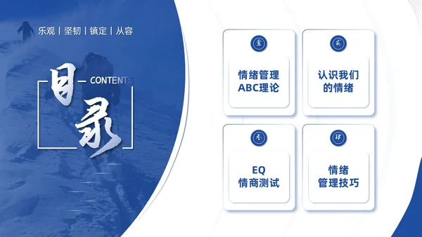 蓝色商务简约实拍风励志让心态更强大自我情绪管理培训课件PPT