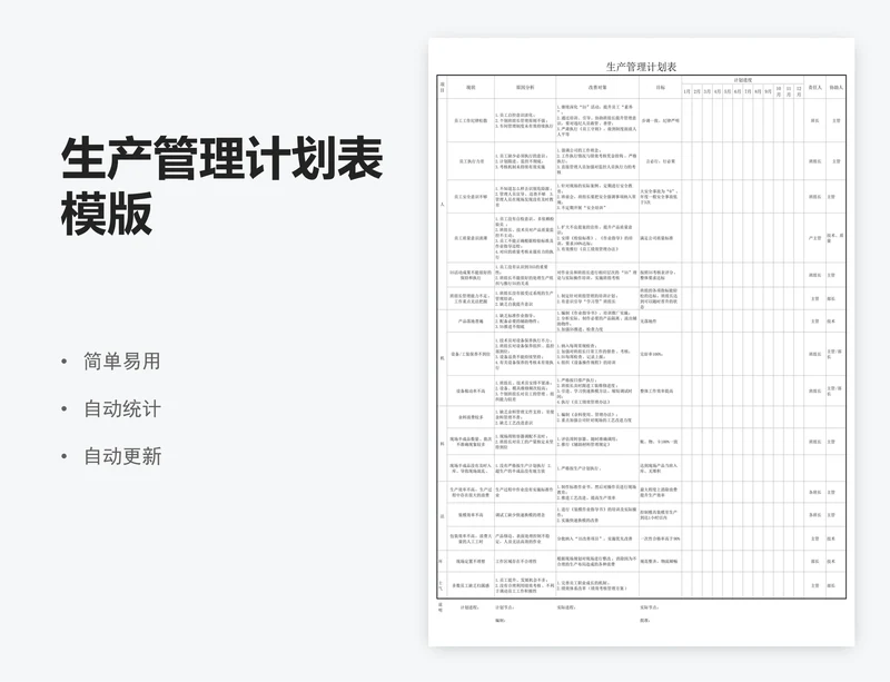 生产管理计划表模版