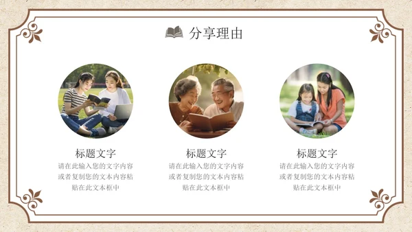 褐色复古风读书分享PPT模板