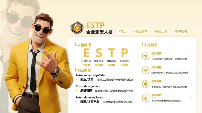 黄色简约创意MBTI自我介绍PPT单页