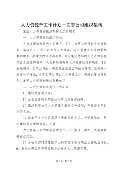 人力资源部工作计划—完善公司组织架构.docx