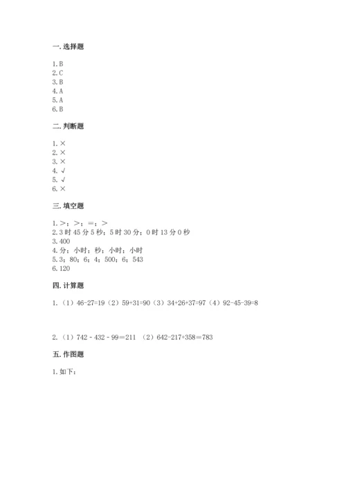 小学三年级上册数学期中测试卷【夺分金卷】.docx