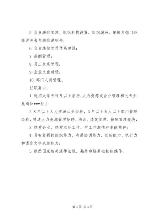 人力资源部长的具体职责内容.docx