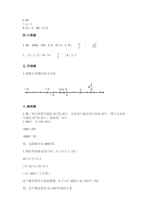 小学六年级下册数学期末卷及参考答案【考试直接用】.docx