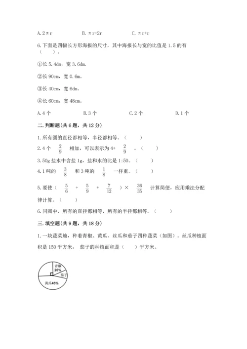 人教版六年级上册数学期末测试卷附完整答案（有一套）.docx