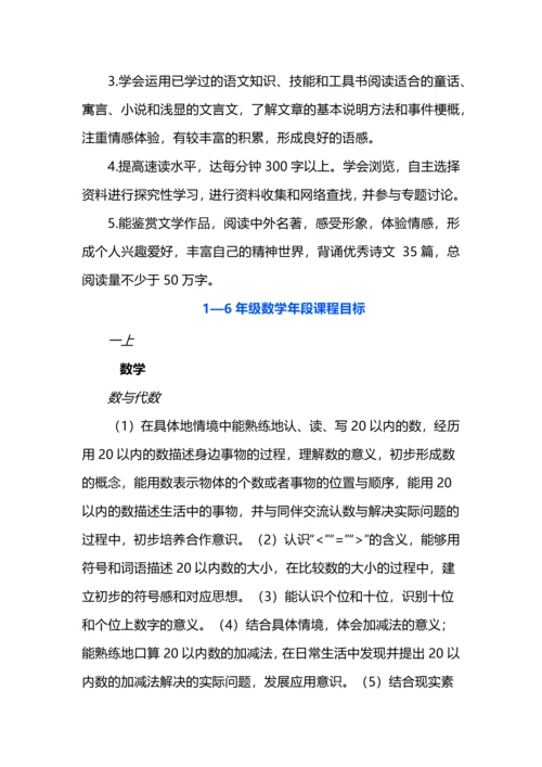 1--6年级阅读与鉴赏学段目标及阅读考核标准（附1--6年级数学年段课程目标）.docx