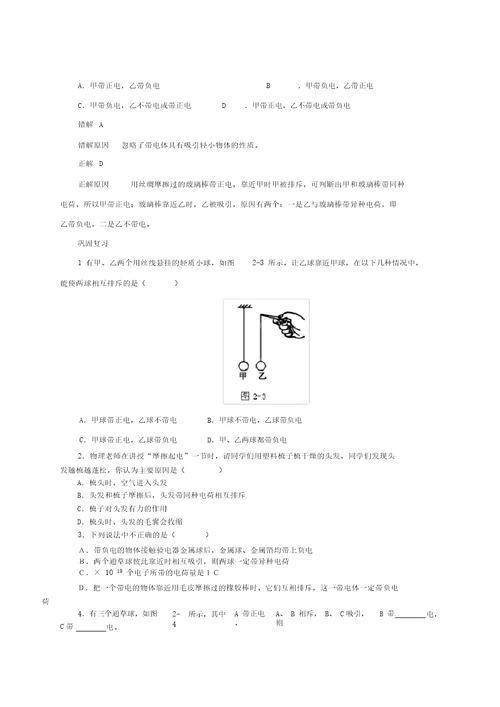 初中物理专题2第1章电流和电路