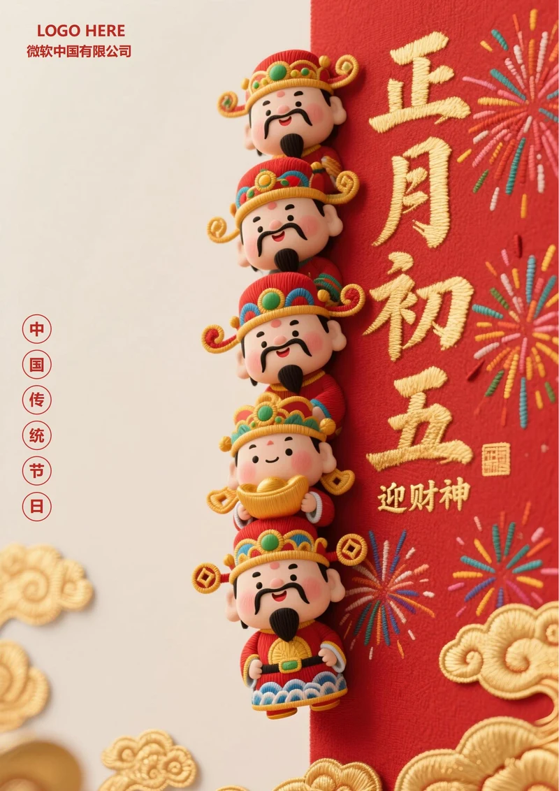 正月初五迎财神海报6