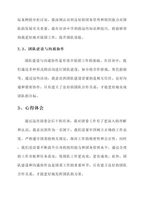 团委会后干班培训心得