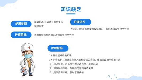 蓝色插画风酮症酸中毒护理查房培训