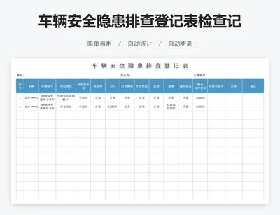 车辆安全隐患排查登记表检查记录模板