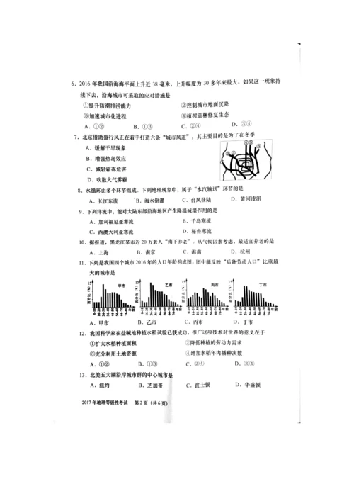 2023年上海市地理等级考试卷.docx