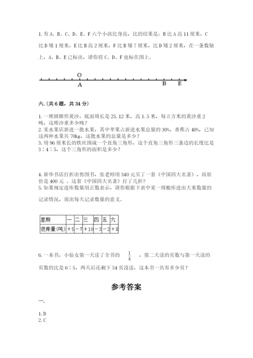 人教版数学六年级下册试题期末模拟检测卷及完整答案【夺冠】.docx