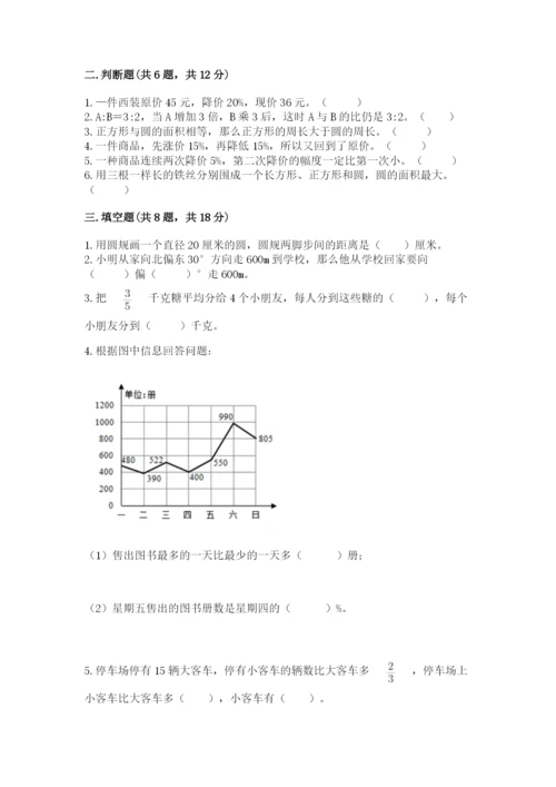 小学数学六年级上册期末测试卷及参考答案【模拟题】.docx