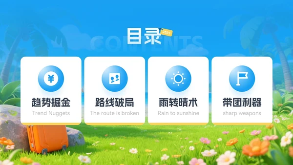 蓝金色3D立体风8月旅游攻略旅游游玩路线