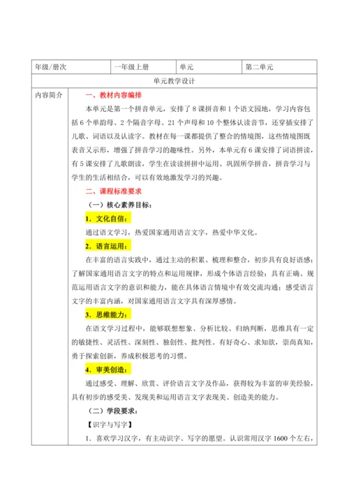 【新课标】统编版语文一上第2单元大单元解析与规划