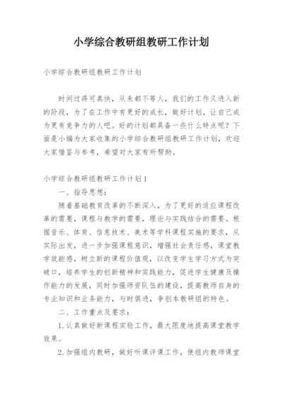 小学综合教研组教研工作计划.docx