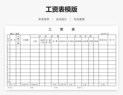 工资表模版