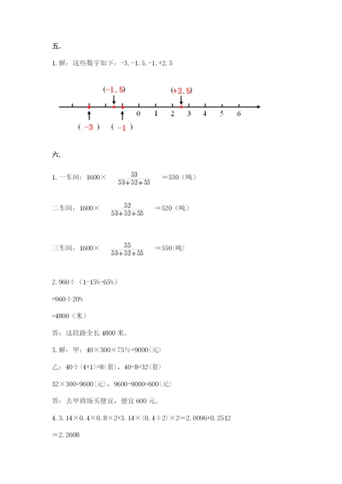 小学六年级下册数学摸底考试题精品（a卷）.docx