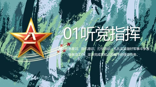 迷彩风军事部队主题工作总结PPT