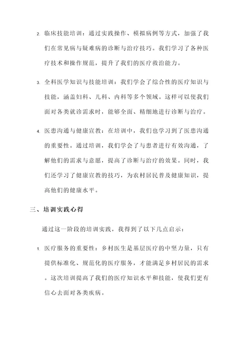 乡村医生培训实践心得
