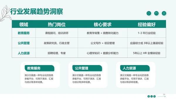 绿色小清新大学生职业生涯规划PPT模板