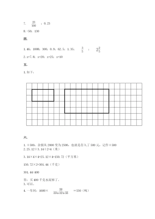 河南省平顶山市六年级下册数学期末考试试卷附参考答案（名师推荐）.docx