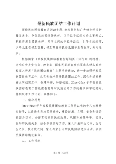 最新民族团结工作计划.docx