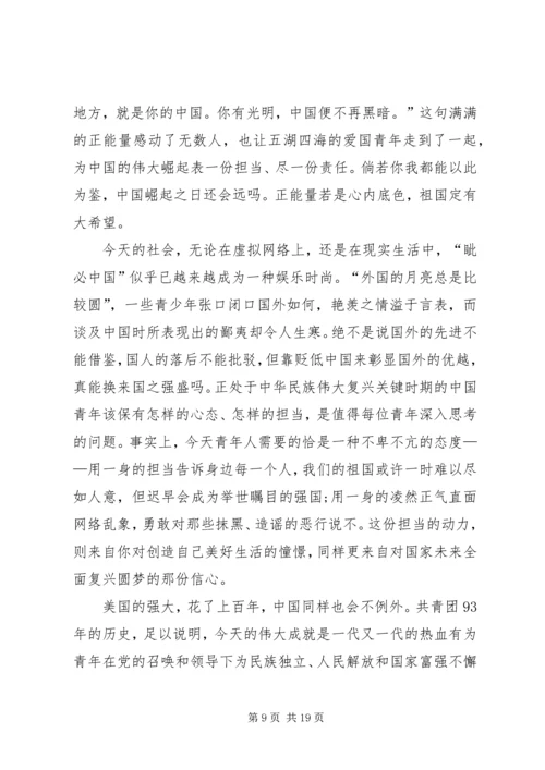 关于五四青年节的思想汇报某年.docx