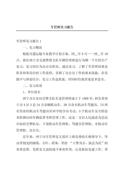 车管所实习报告