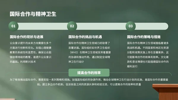 绿色卡通风世界精神卫生日宣传PPT